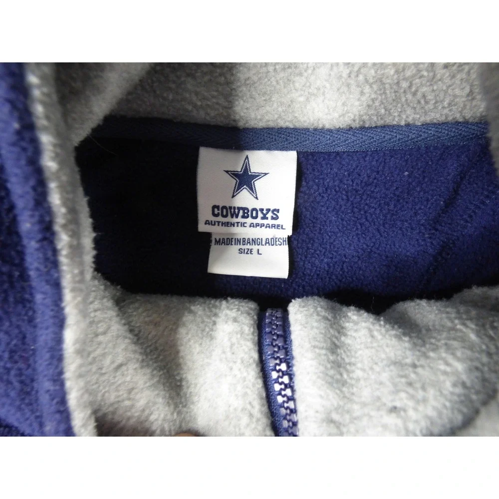 Dallas Cowboys Authentic Apparel Mens Quarter Zip Fleece Pullover Navy Blue L - Picture 4 of 8